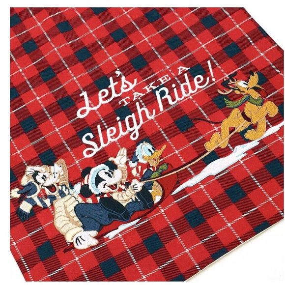 Disney Mickey & Friends Reversible Holiday Red Checked Cotton Table Runner 72x16 - Picture 2 of 6
